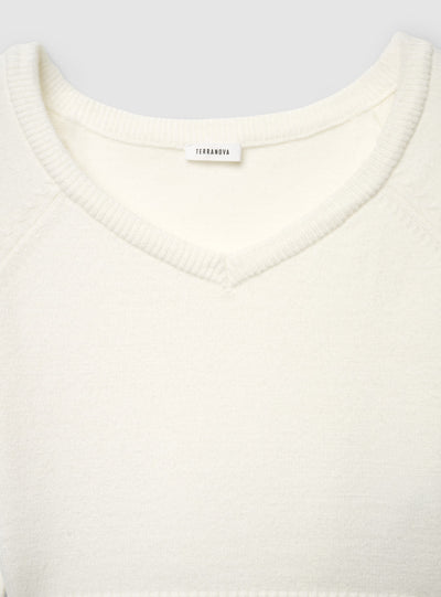 Maglia crop con scollo a V e spalle scoperte