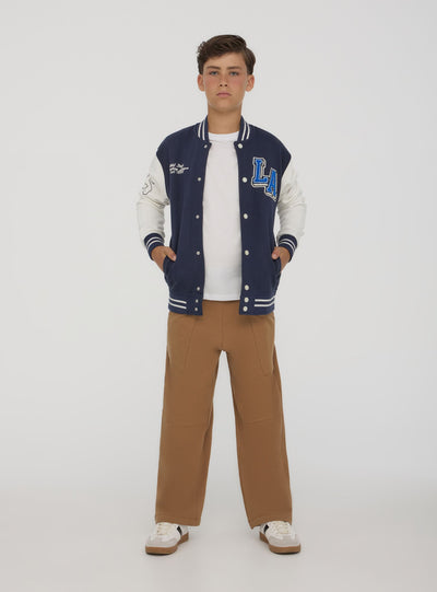 Giubbino bomber in felpa stile college