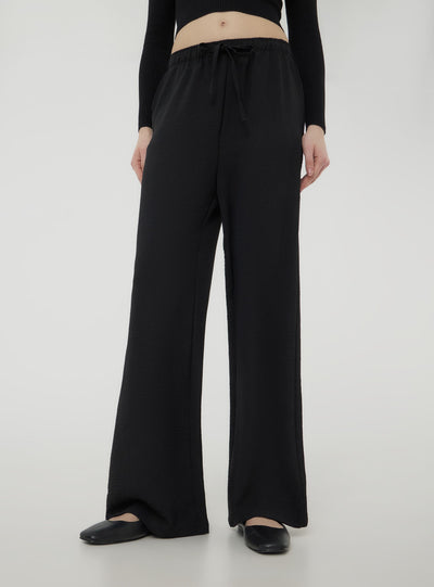 Wide-leg trousers with drawstring
