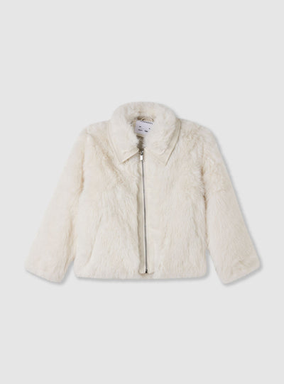 Cropped synthetic fur jacket with zip