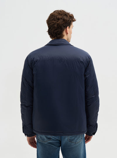 Giacca camicia imbottita con zip e tasche con patta