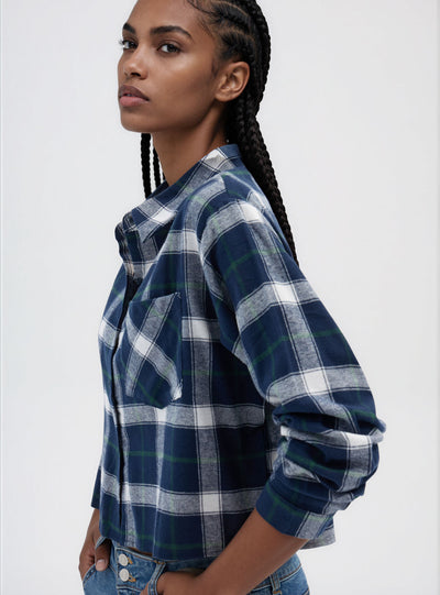 Camicia crop a quadri