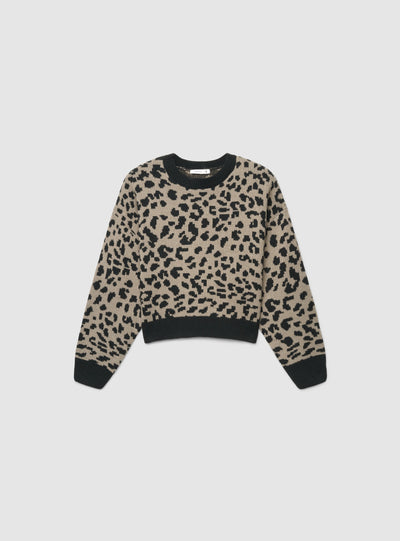 Maglia ampia animalier con maniche ballon