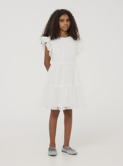 Vestito a balze in tulle glitterato