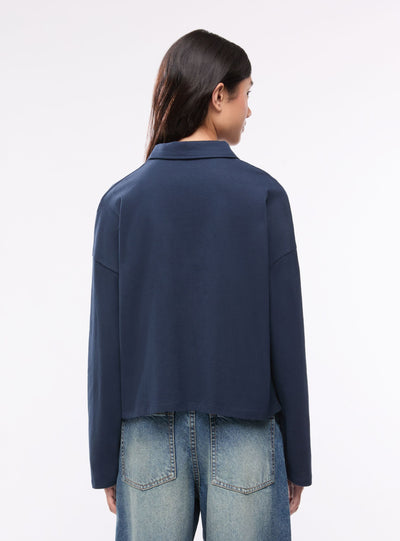 T-shirt oversize modello polo con ricamo college