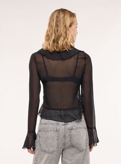 Blusa con rouches e laccio