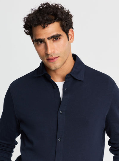 Camicia in jersey a tinta unita