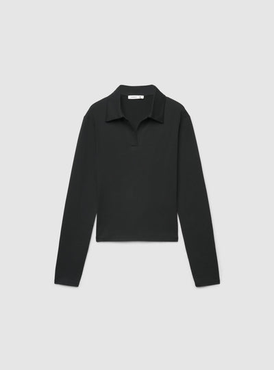 T-shirt a maniche lunghe con colletto polo