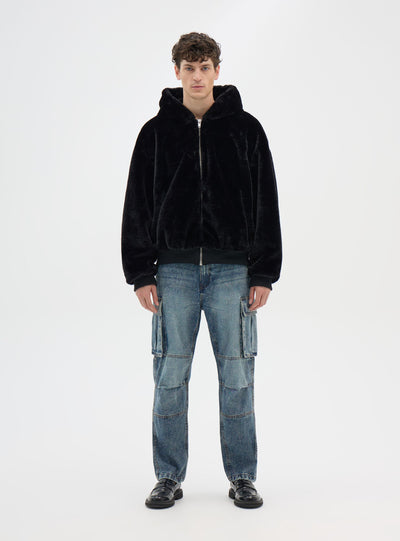 Solid-colour cargo jeans