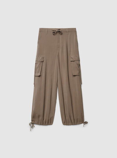 Pantaloni wide leg cargo con coulisse