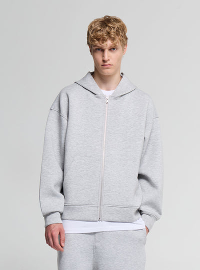 Felpa boxy con zip e cappuccio