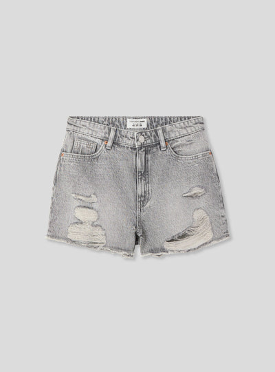 Shorts di jeans mom fit con strappi ampi