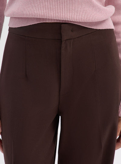 Wide leg pantalone melange efekta