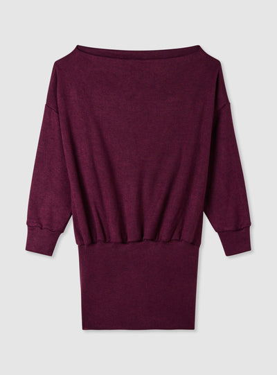 Vestito mini in maglia con scollo a barca