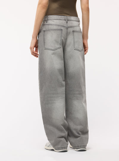 Jeans baggy a tinta unita