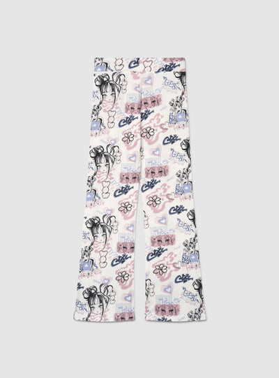 Leggings lunghi a zampa con stampa