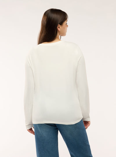 T-shirt manica lunga girocollo a tinta unita