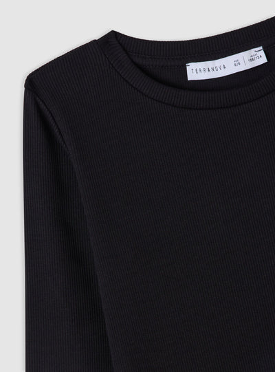 Ribbed long-sleeve T-shirt