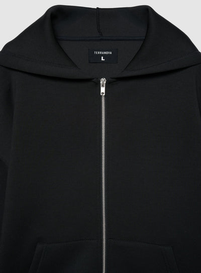 Felpa boxy con zip e cappuccio