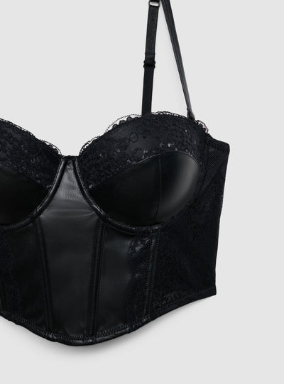 Corsetto in similpelle dettagli pizzo