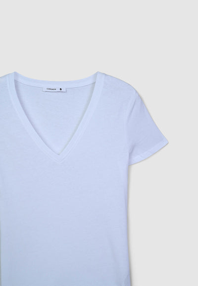 Camiseta de cuello en V lisa
