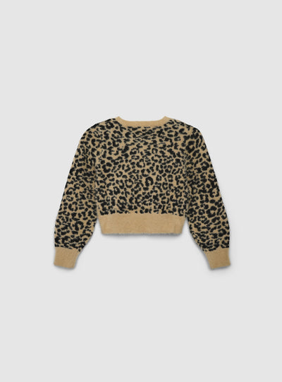 Maglia crop bambina animalier effetto pelo
