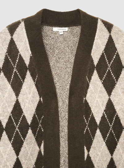 Cardigan a rombi aperto