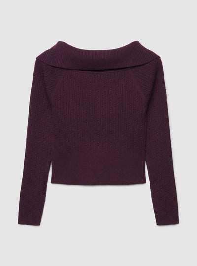 Maglia a trecce con zip e collo ampio