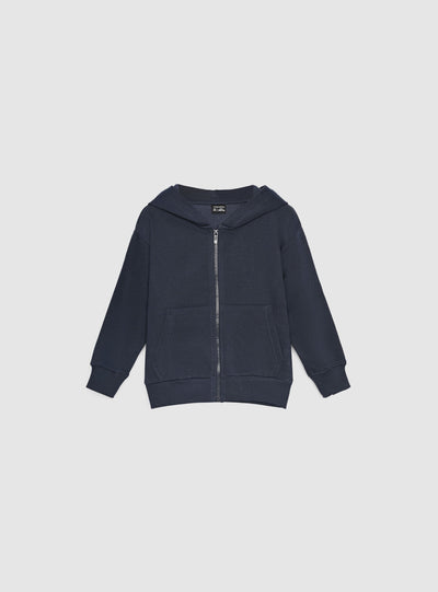 Felpa con cappuccio e zip a tinta unita