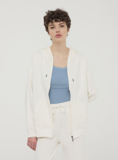 Felpa maxi con cappuccio e zip