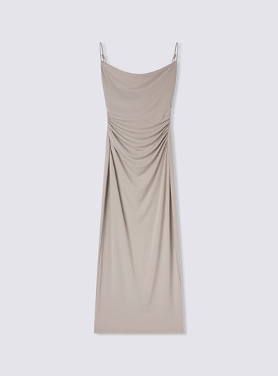 Robe longue avec décolleté en gouttière uni