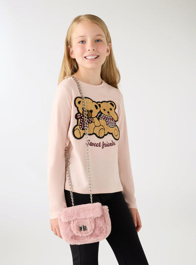 Synthetic fur shoulder bag