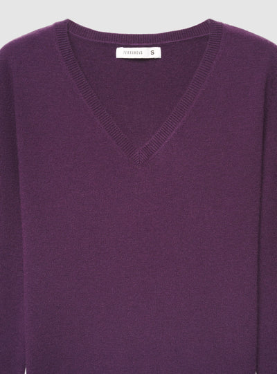 Maglia con scollo a V a tinta unita