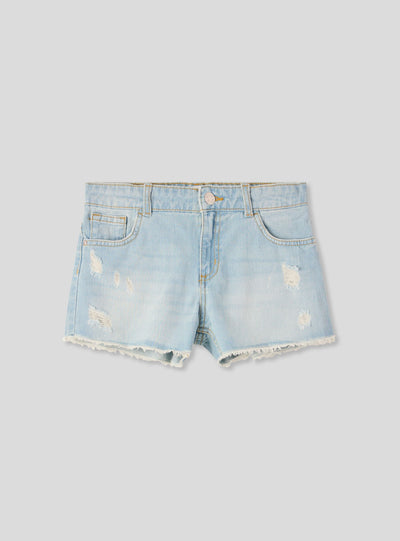 Shorts di jeans chiari con strappi