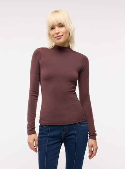 Solid-colour polo-neck T-shirt
