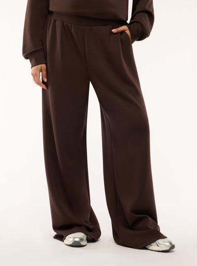 Pantaloni tuta wide leg a tinta unita