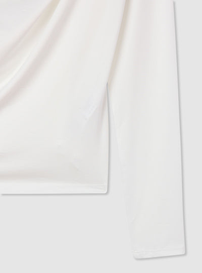 T-shirt manica lunga drappeggiata a tinta unita