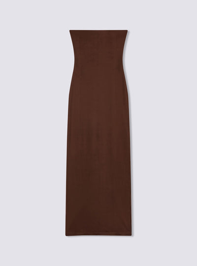 Vestito lungo a fascia con spacco