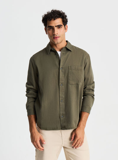 Camicia twill cotone con taschino