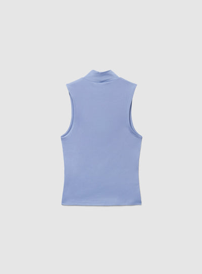 Top crop a tinta unita con collo lupetto