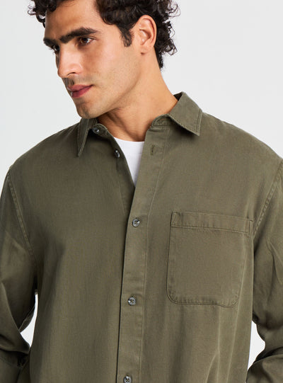 Camicia twill cotone con taschino