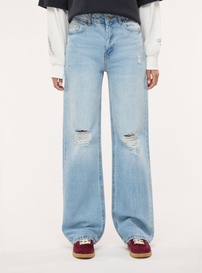Jeans wide leg con strappi