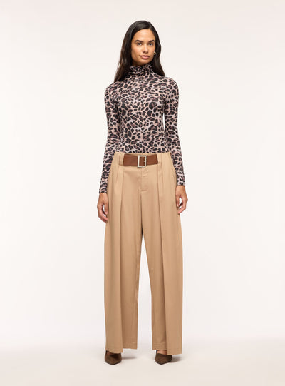 T-shirt manica lunga con stampa animalier e collo alto