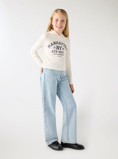 Jeans wide leg a tinta unita