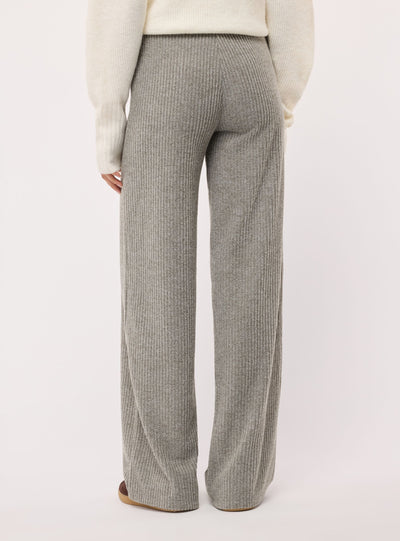 Pantaloni maxi wide leg a costine tinta unita