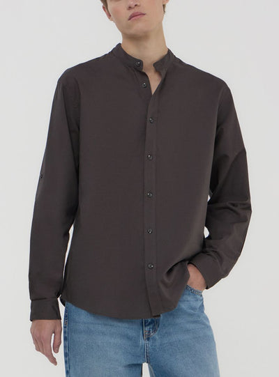 Camicia coreana in misto lino
