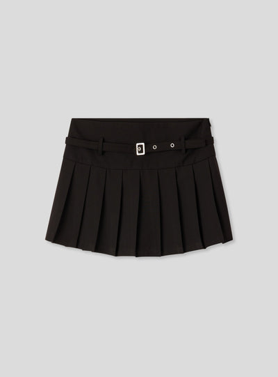 Skort a pieghe con cintura