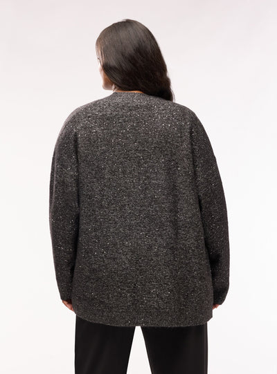 Cardigan aperto con micro paillettes