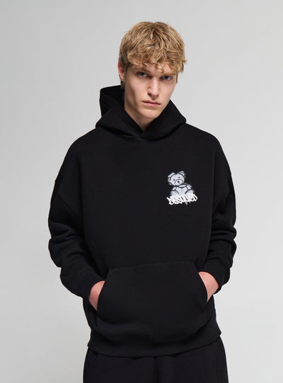 Felpa boxy con cappuccio e stampa orsetto