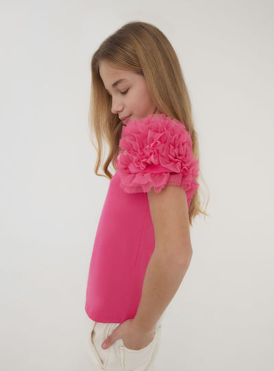T-shirt con balze in tulle